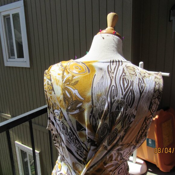 #390  WOMEN'S LONG PRINT SUMMER DRESS BY TRIBAL  (SIZE XL) - Picture 3 of 3